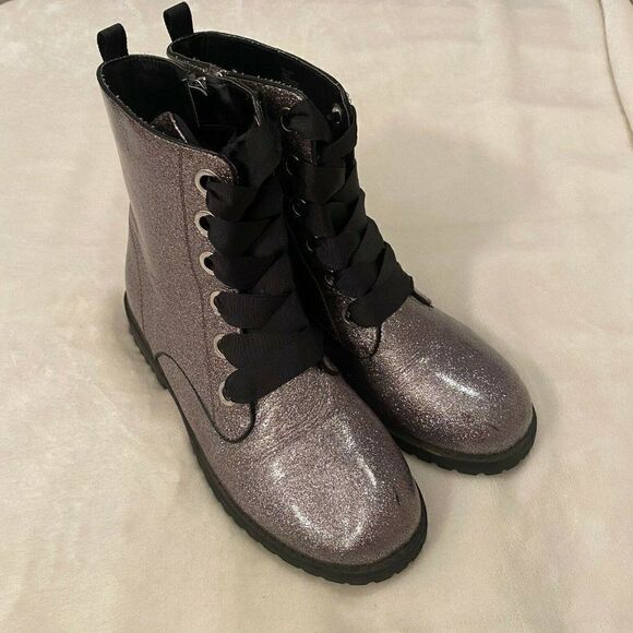Circus By Sam Edelman Womens Taupe Glitter Round Toe Lace Up Combat Boot Size 5 - Picture 1 of 8